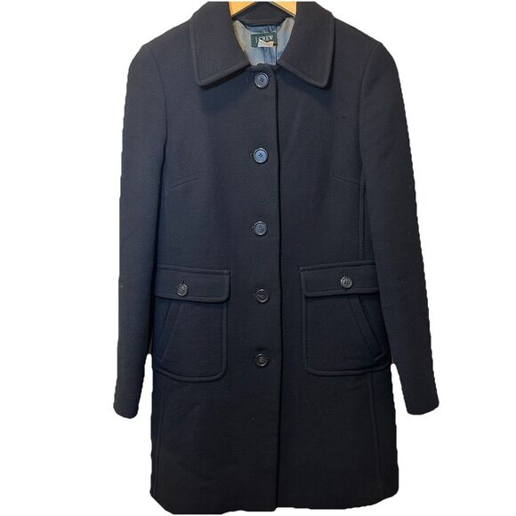 J. Crew Coat Jacket Women's S Black Tight Knit Wool - Minimalist Modern - Picture 1 of 9